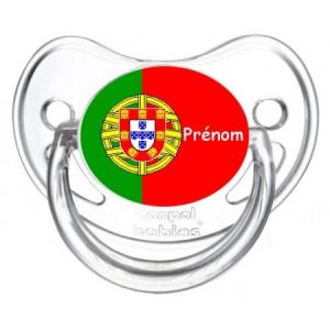 sucette personnalisée drapeau portugal et prénom