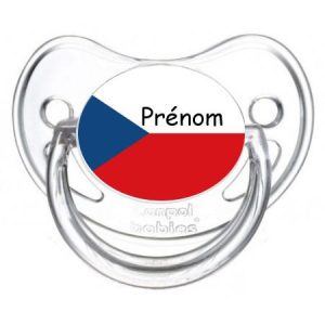 sucette personnalisée drapeau république tchèque et prénom
